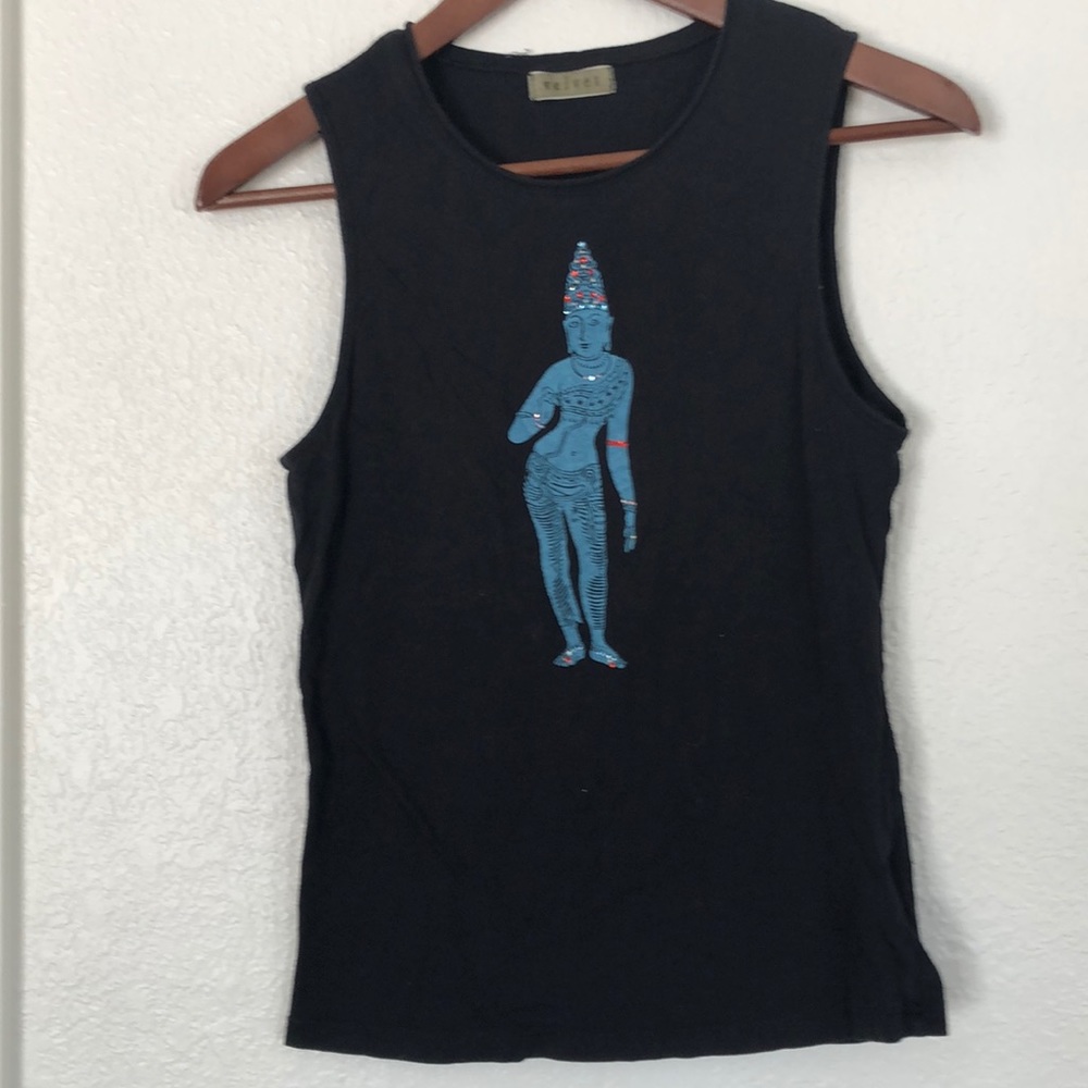 Velvet graphic print muscle shirt